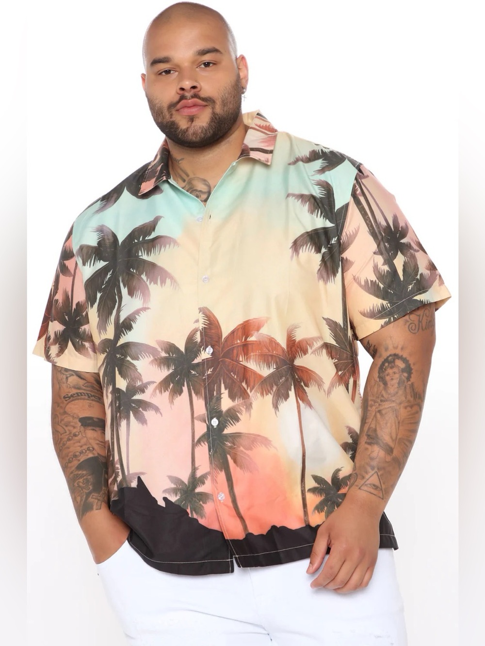 MENS Palm Print Button Down Shirt
